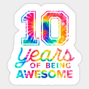 10Th Birthday Tie Dye 10 Years Old Awesome Men Women T-Shirt Sticker